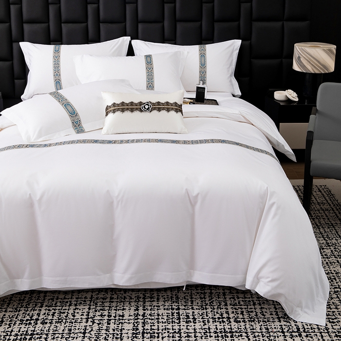 91家纺网 家纺一手货源 找家纺 （总）优必恩 2025新款高支高密民宿酒店织带款四件套套件