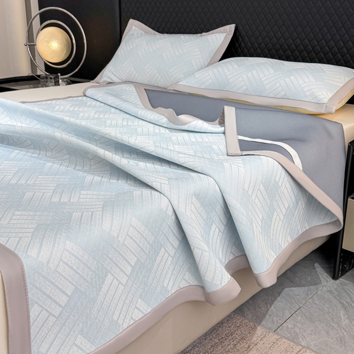 91家纺网 家纺一手货源 找家纺 小萌虎 2025新款PE高分子凉感大提花凉席席子 罗马