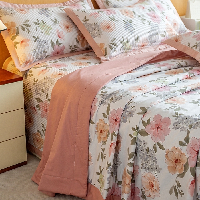 91家纺网 家纺一手货源 找家纺 晨晨家纺2025新款双面全棉床盖款三件套 绚纱