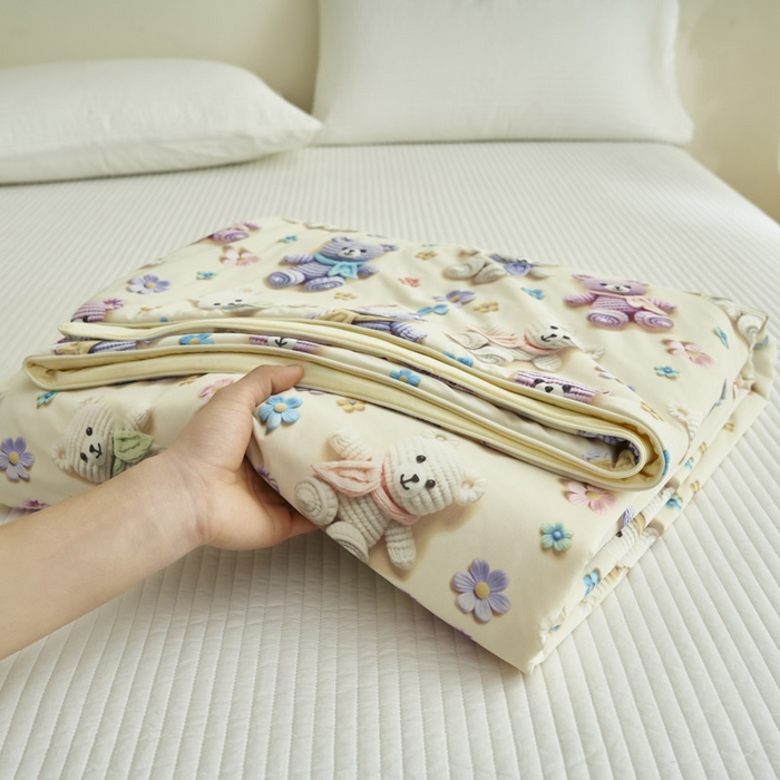 91家纺网 家纺一手货源 找家纺 子由家居 2025新款5D凉感大豆夏被 5D-可爱毛线熊