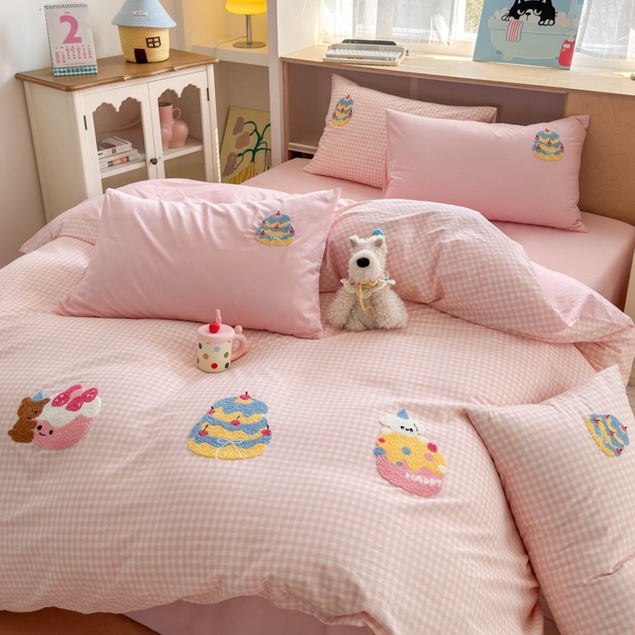 91家纺网 家纺一手货源 找家纺 如意朵2025新款全棉毛巾绣四件套 小甜品