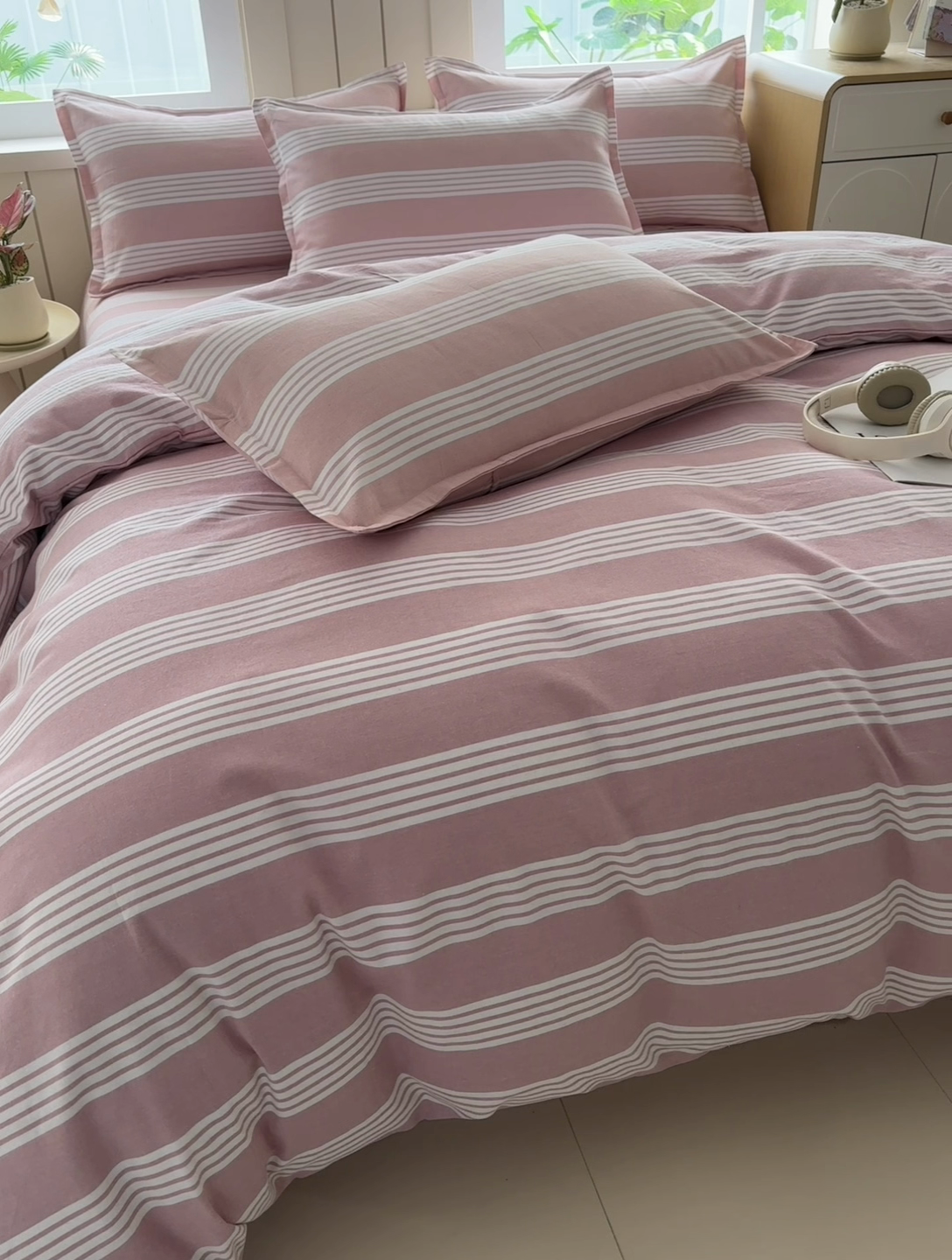 91家纺网 家纺一手货源 找家纺 金泰莱 2025新款色织老粗布四件套全棉四件套纯棉四件套 错落