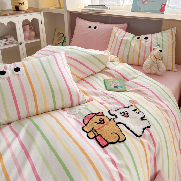 91家纺网 家纺一手货源 找家纺 如意朵2025新款全棉毛巾绣四件套 一起嗨