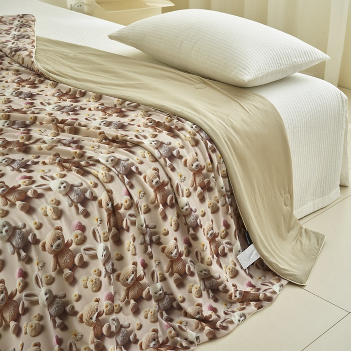 91家纺网 家纺一手货源 找家纺 子由家居 2025新款5D凉感大豆夏被 5D-兔兔熊