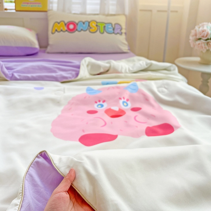 91家纺网 家纺一手货源 找家纺 海岛哥哥 2025新款水洗棉大版卡通夏被 幸运小乖