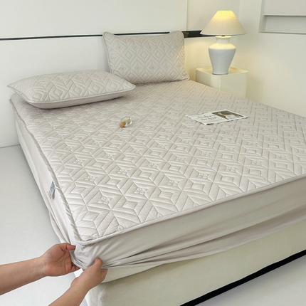 云雀  2025新款舒适莱赛尔天丝夹棉床笠 菱格床笠-浅灰