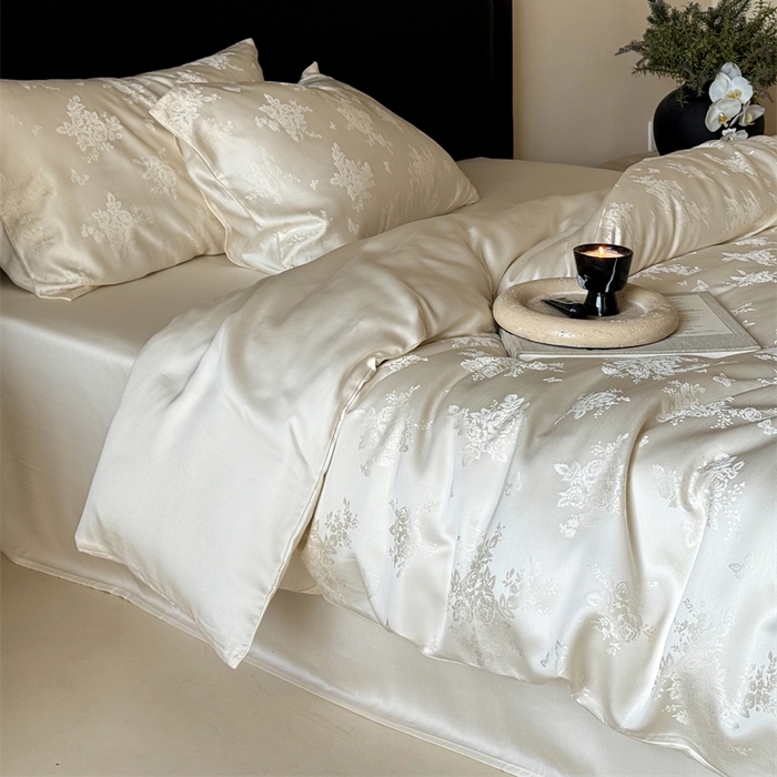 91家纺网 家纺一手货源 找家纺 FORTWO2025新款60支兰精天丝浮雕提花四件套		 仙本娜