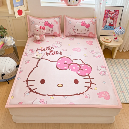 91家纺网 家纺一手货源 找家纺 （总）桃子家居 2025新款A类三丽鸥授权数码印花中分子1200D凉感冰丝宽边凉感软席席子