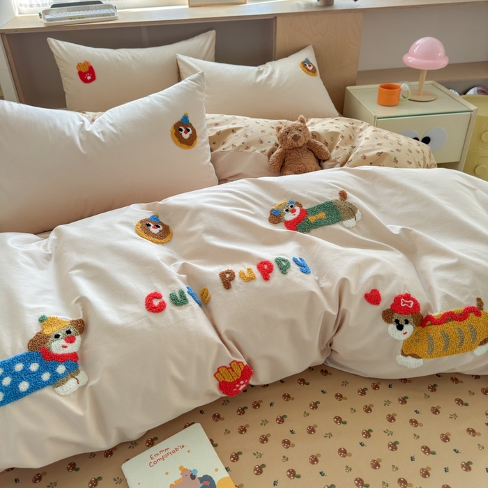 91家纺网 家纺一手货源 找家纺 如意朵2025新款全棉毛巾绣四件套 小伙伴