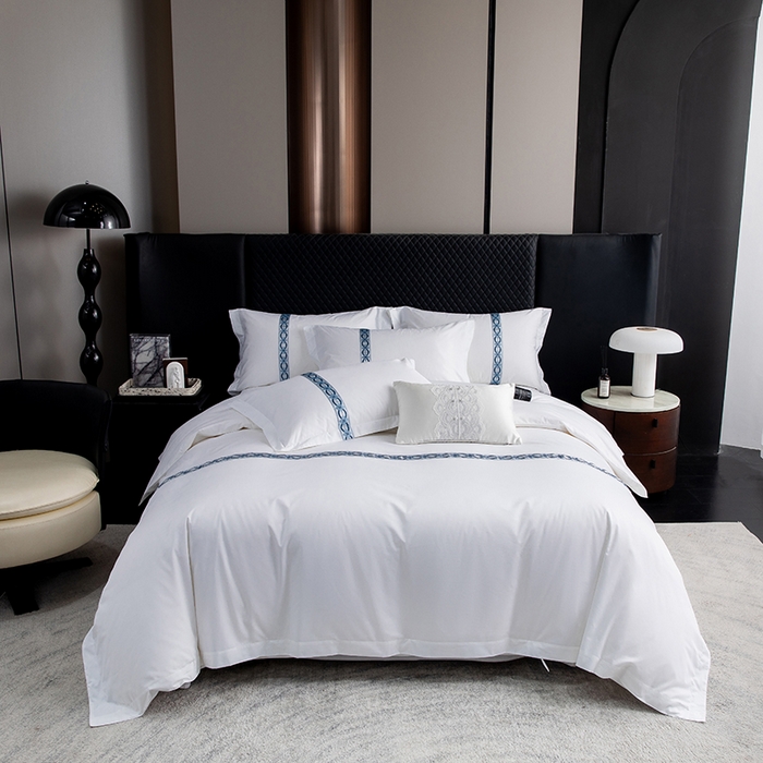 91家纺网 家纺一手货源 找家纺 优必恩 2025新款高支高密民宿酒店织带款四件套套件 兴隆