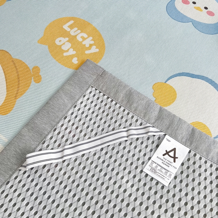 91家纺网 家纺一手货源 找家纺 典曼家纺 2025春夏新款250D冰丝宽边圆网冰丝凉席席子 可爱鸭