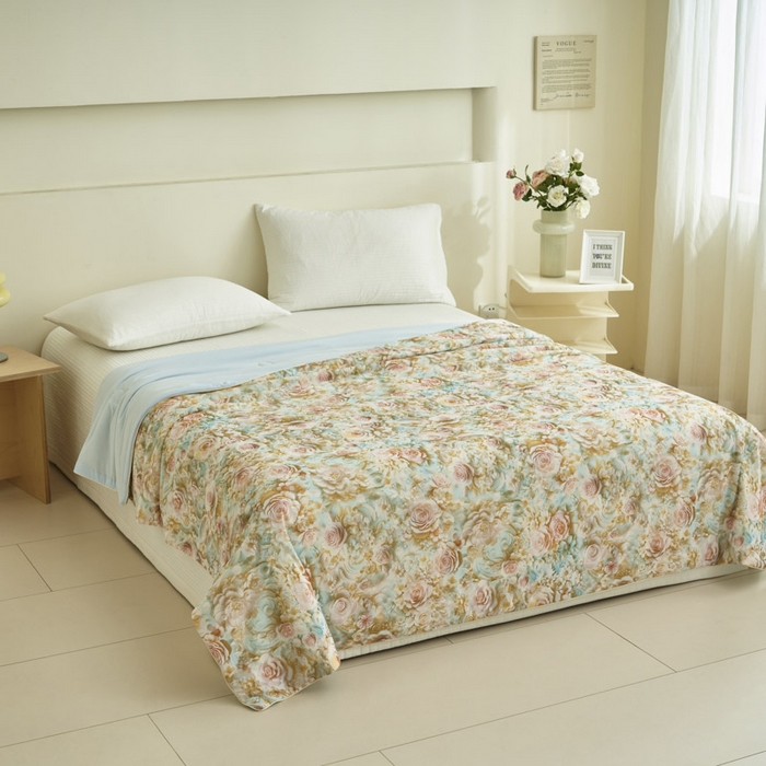 91家纺网 家纺一手货源 找家纺 子由家居 2025新款5D凉感大豆夏被 5D-玫瑰绿