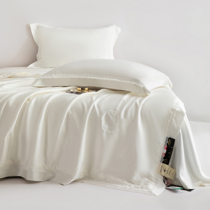 91家纺网 家纺一手货源 找家纺 桂雅居2025新款80支进口莱赛尔双丝夏被-达芙妮 象牙白