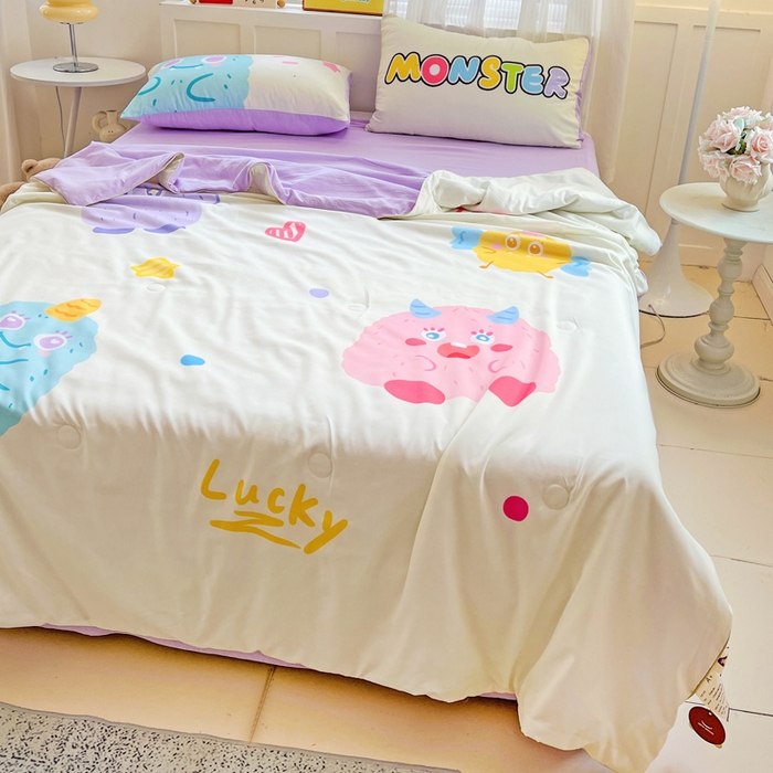 91家纺网 家纺一手货源 找家纺 海岛哥哥 2025新款水洗棉大版卡通夏被 幸运小乖