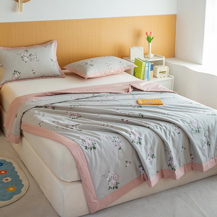 91家纺网 家纺一手货源 找家纺 晨晨家纺2025新款双面全棉床盖款三件套 寻芳