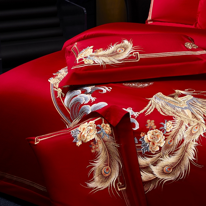 91家纺网 家纺一手货源 找家纺 （总）张公子婚庆馆 2025新款舒适暗纹提花160支长绒棉婚庆四件套系列