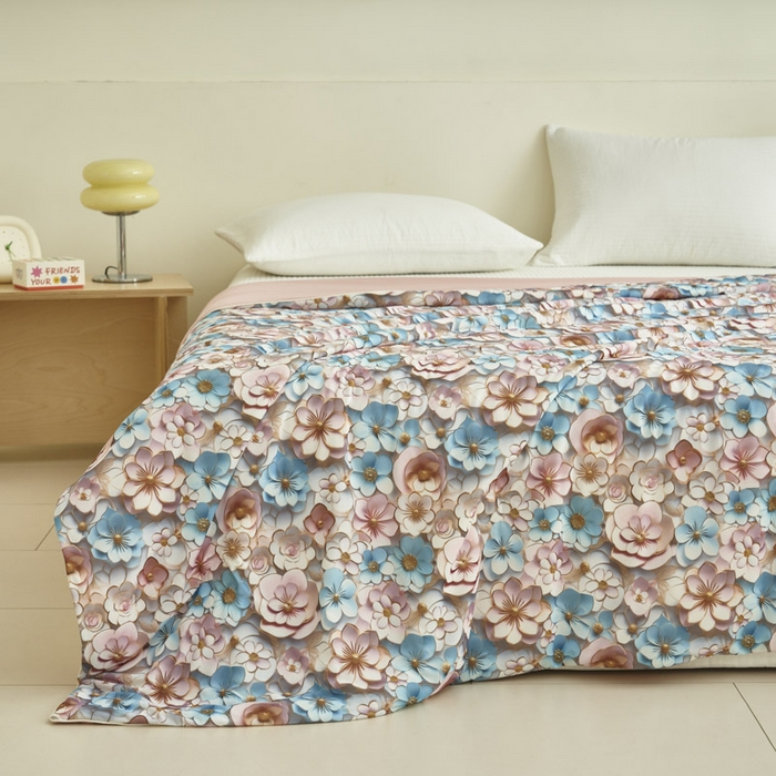 91家纺网 家纺一手货源 找家纺 子由家居 2025新款5D凉感大豆夏被 5D-石榴花