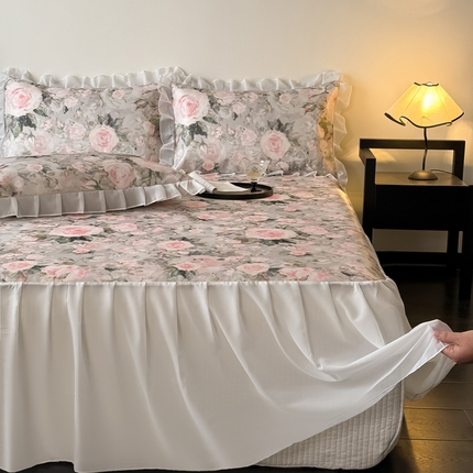 91家纺网 家纺一手货源 找家纺 （总）典曼家纺 2025春夏新款高精密800D数码印花冰丝雪纺床裙款凉席席子