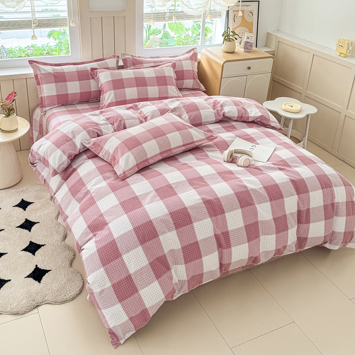 91家纺网 家纺一手货源 找家纺 金泰莱 2025新款色织老粗布四件套全棉四件套纯棉四件套 樱络