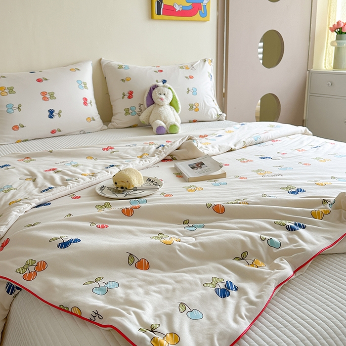 91家纺网 家纺一手货源 找家纺 麦伦家居 2025新款云柔针织棉大豆夏凉被 樱桃画