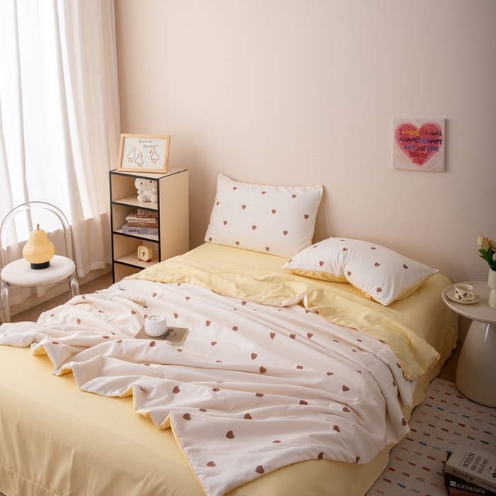 91家纺网 家纺一手货源 找家纺 南北家居 2025新款针织棉双层纱夏被四件套 钟意