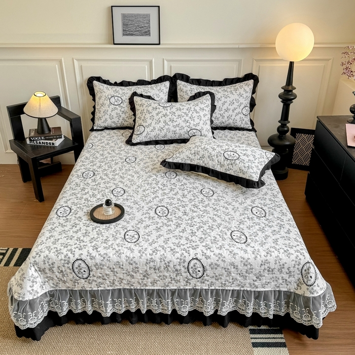 91家纺网 家纺一手货源 找家纺 绣女坊 2025新款夏被款床盖四件套 花艺