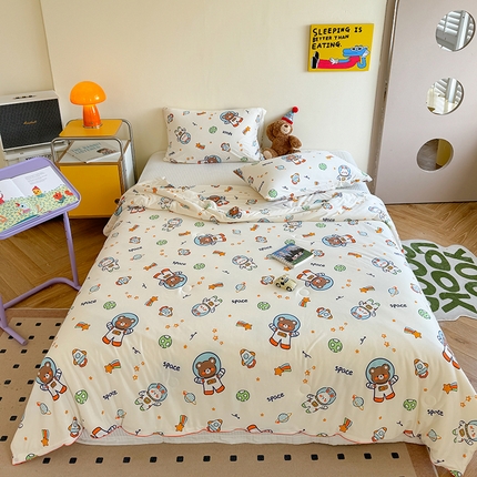 91家纺网 家纺一手货源 找家纺 麦伦家居 2025新款云柔针织棉大豆夏凉被 太空小熊