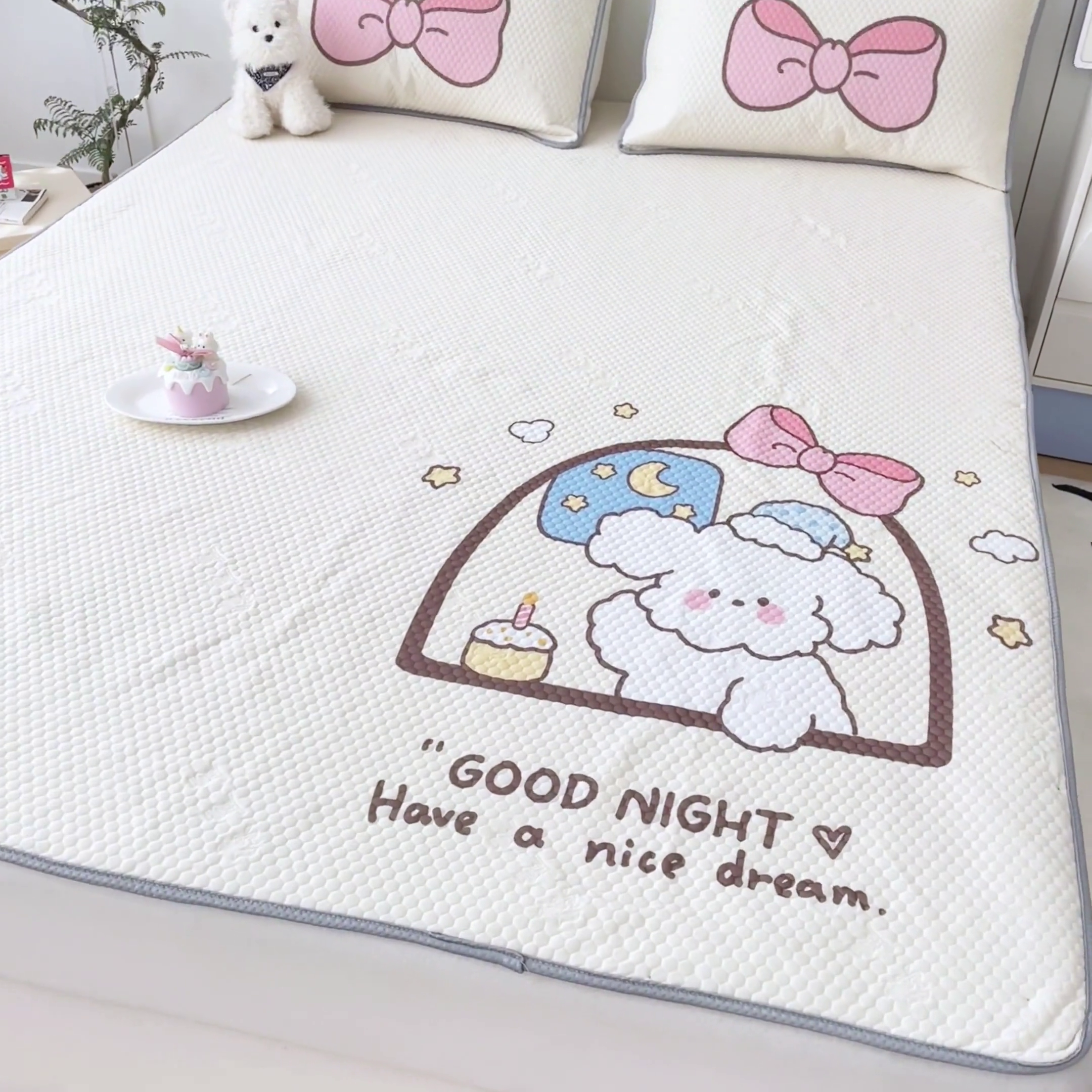 91家纺网 家纺一手货源 找家纺 川悦生活 2025新款大版冰豆豆凉豆豆凉席 奶糕作坊