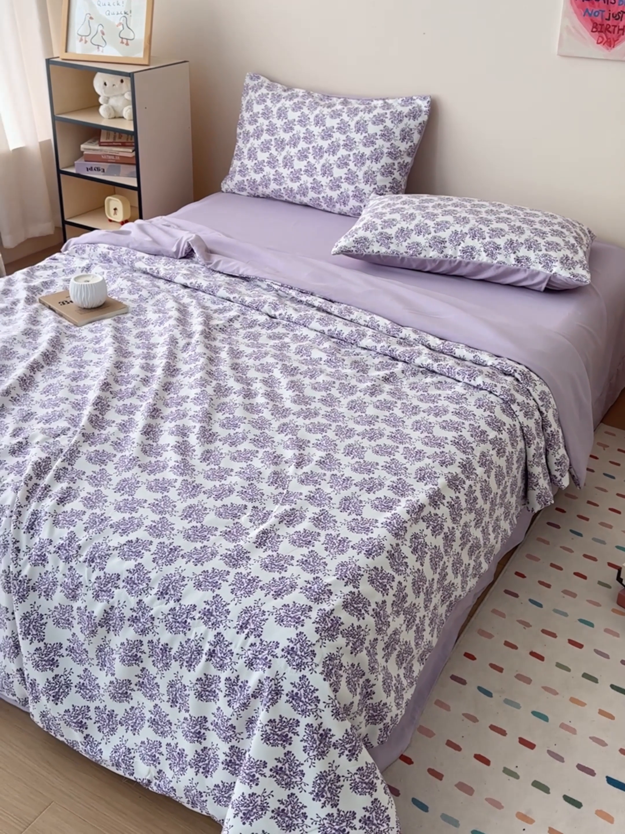 91家纺网 家纺一手货源 找家纺 南北家居 2025新款针织棉双层纱夏被四件套 幻紫蝶影