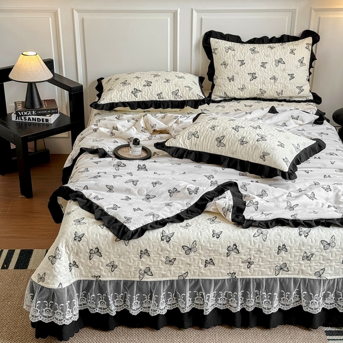 91家纺网 家纺一手货源 找家纺 绣女坊 2025新款夏被款床盖四件套 蝴蝶