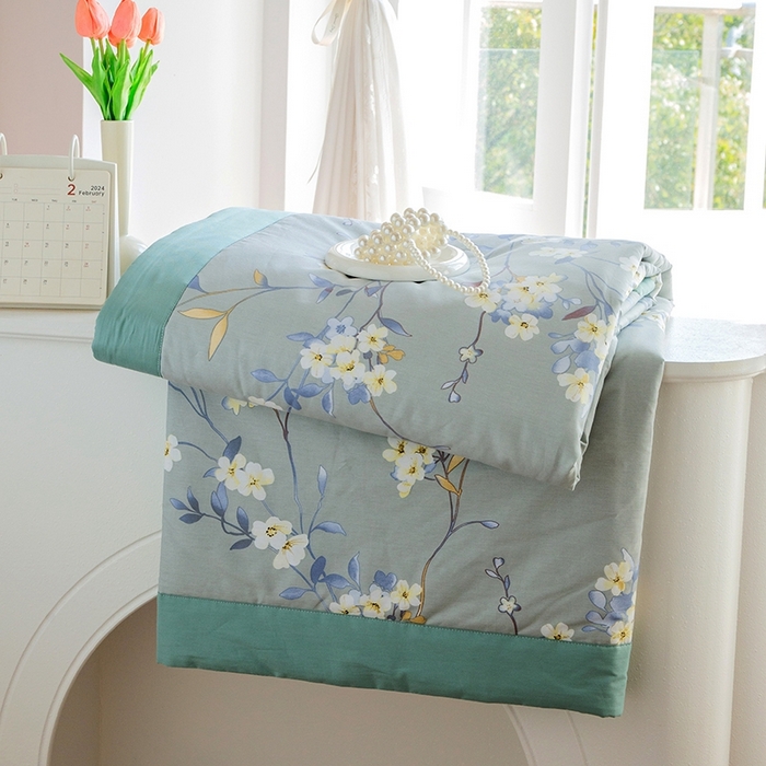 91家纺网 家纺一手货源 找家纺 晨晨家纺2025新款双面全棉夏被四件套 青棠