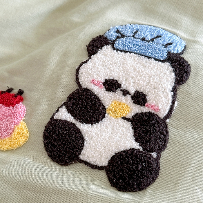 91家纺网 家纺一手货源 找家纺 TT.one 塔塔家居 2025新款全棉双层纱毛巾绣萌宠系列四件套 福气团团