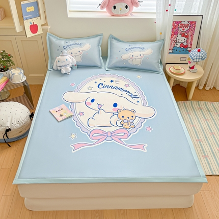 桃子家居 2025新款A类三丽鸥授权数码印花中分子1200D凉感冰丝宽边凉感软席席子 冰丝席-你好大耳狗