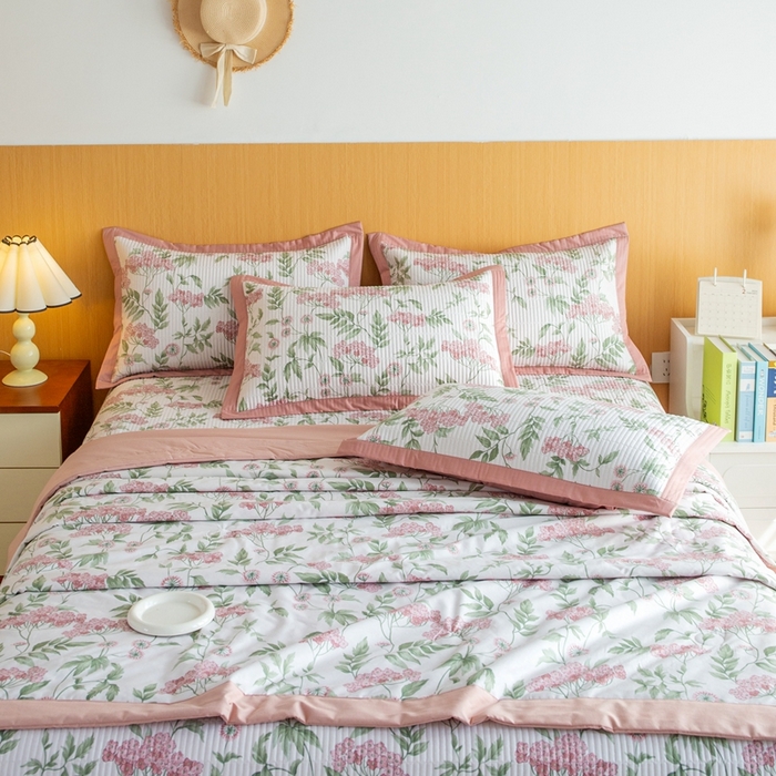 91家纺网 家纺一手货源 找家纺 晨晨家纺2025新款双面全棉夏被四件套 萱梦