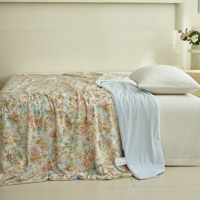 91家纺网 家纺一手货源 找家纺 子由家居 2025新款5D凉感大豆夏被 5D-玫瑰绿