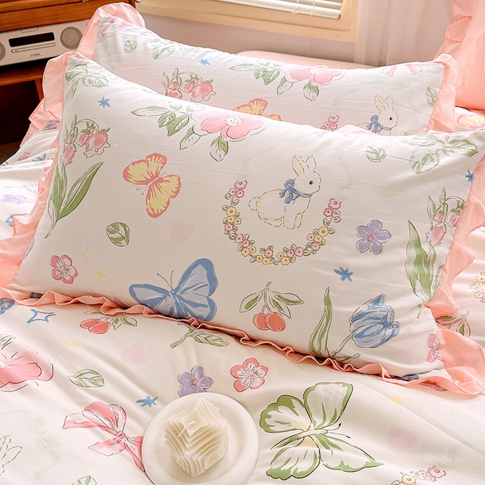 91家纺网 家纺一手货源 找家纺 佳一家纺 2025新款亲肤水洗棉四件套系列 春天里