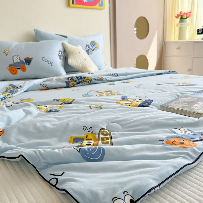 91家纺网 家纺一手货源 找家纺 麦伦家居 2025新款云柔针织棉大豆夏凉被 工程车