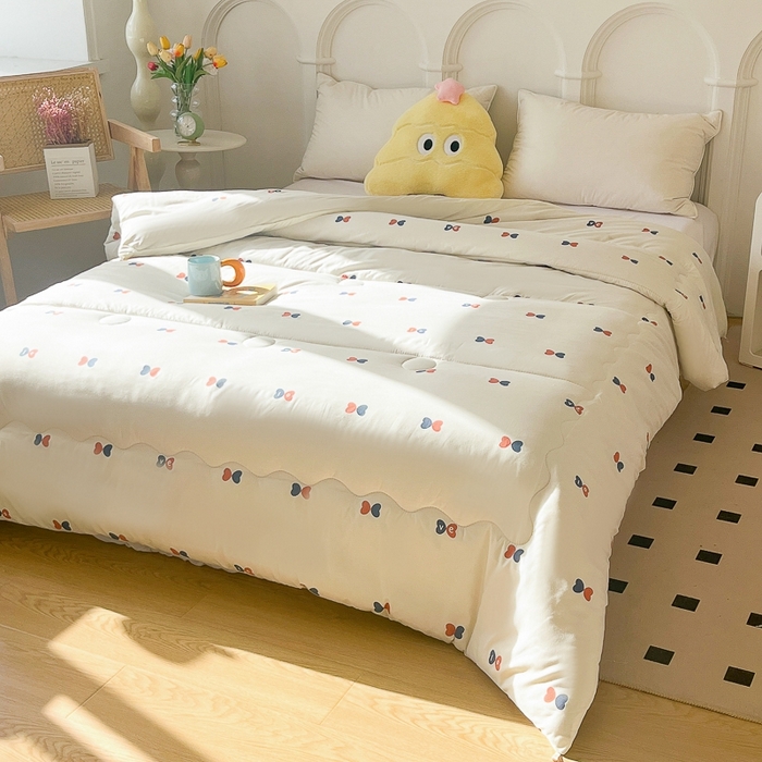 91家纺网 家纺一手货源 找家纺 百花王2025新款原棉大豆被被子被芯 爱心红兰