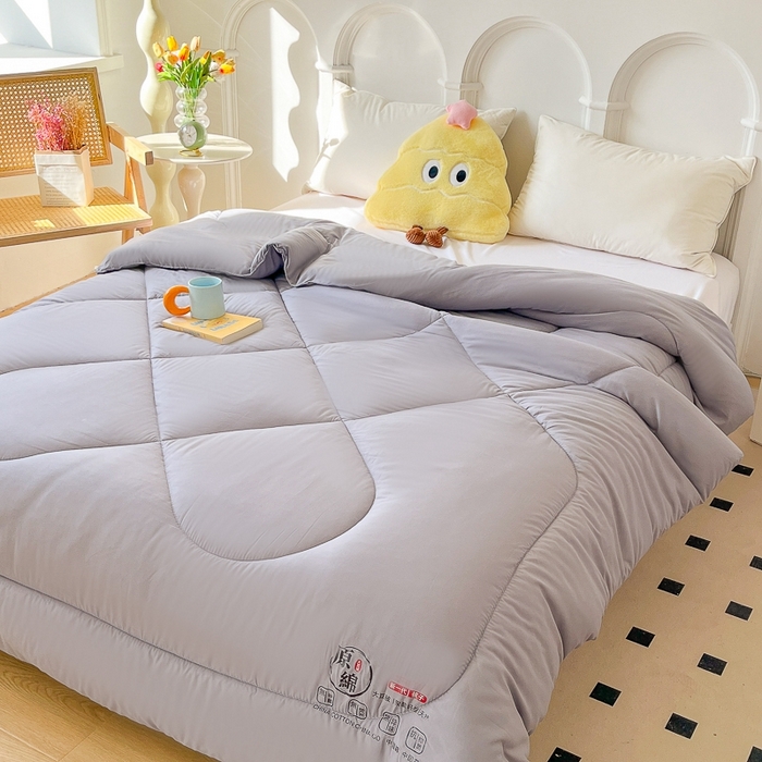 91家纺网 家纺一手货源 找家纺 百花王2025新款原棉大豆被被子被芯 灰色