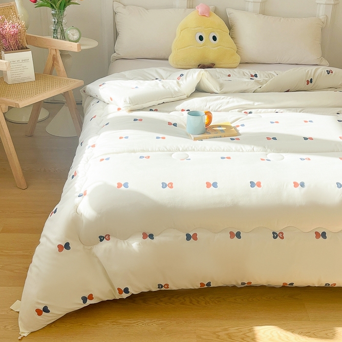 91家纺网 家纺一手货源 找家纺 百花王2025新款原棉大豆被被子被芯 爱心红兰