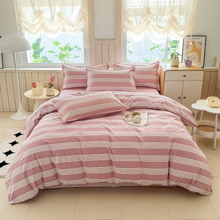 91家纺网 家纺一手货源 找家纺 （总）金泰莱 2025新款色织老粗布四件套全棉四件套纯棉四件套