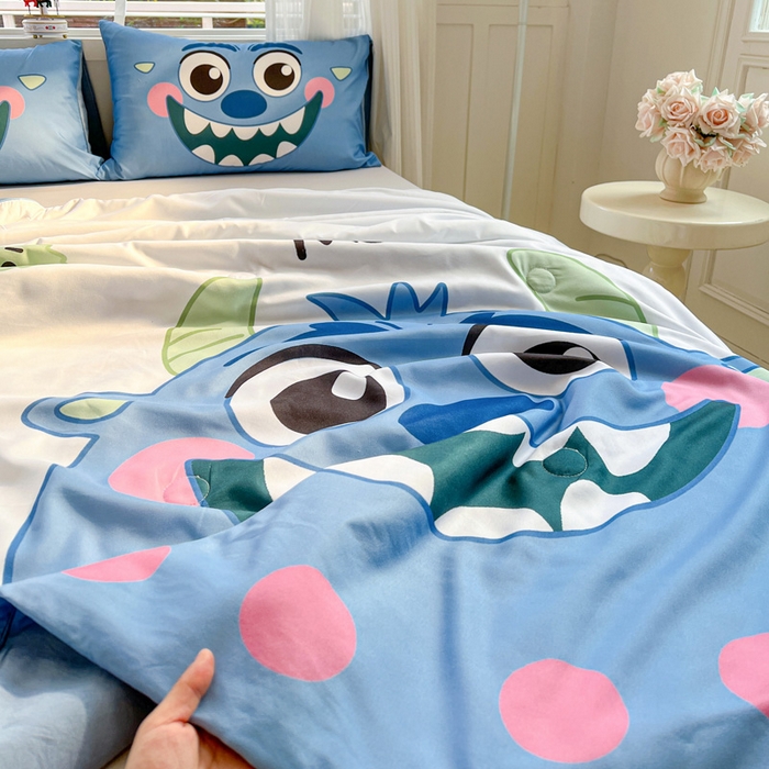 91家纺网 家纺一手货源 找家纺 海岛哥哥 2025新款水洗棉大版卡通夏被 可爱小怪兽