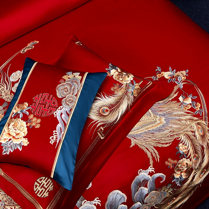 91家纺网 家纺一手货源 找家纺 （总）张公子婚庆馆 2025新款舒适暗纹提花160支长绒棉婚庆四件套系列