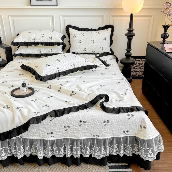 91家纺网 家纺一手货源 找家纺 绣女坊 2025新款夏被款床盖四件套 樱桃