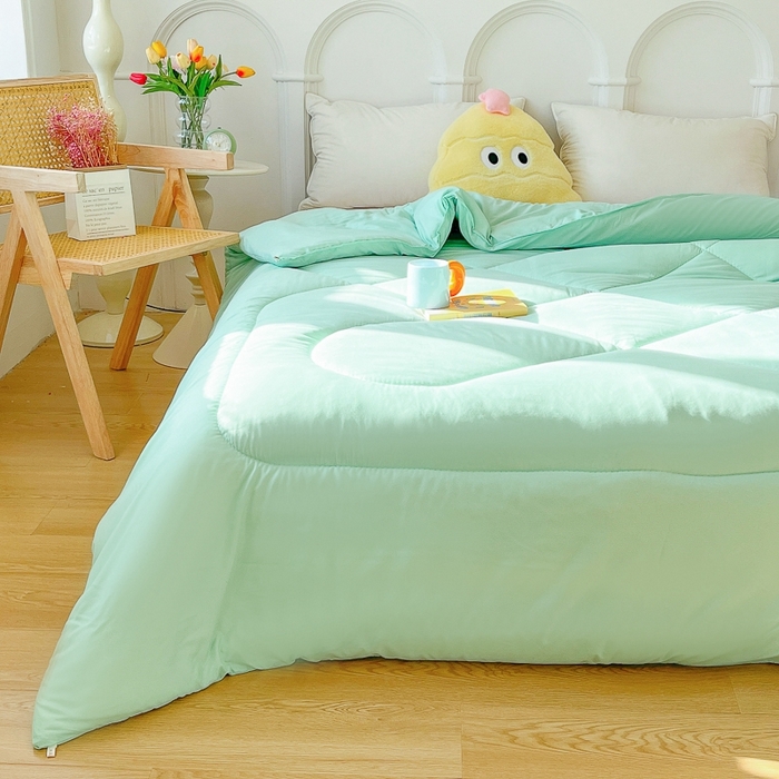 91家纺网 家纺一手货源 找家纺 百花王2025新款原棉大豆被被子被芯 墨绿色