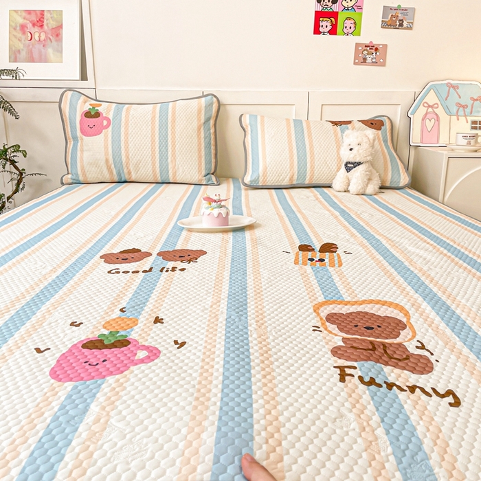 91家纺网 家纺一手货源 找家纺 川悦生活 2025新款大版冰豆豆凉豆豆凉席 爱生活的小熊