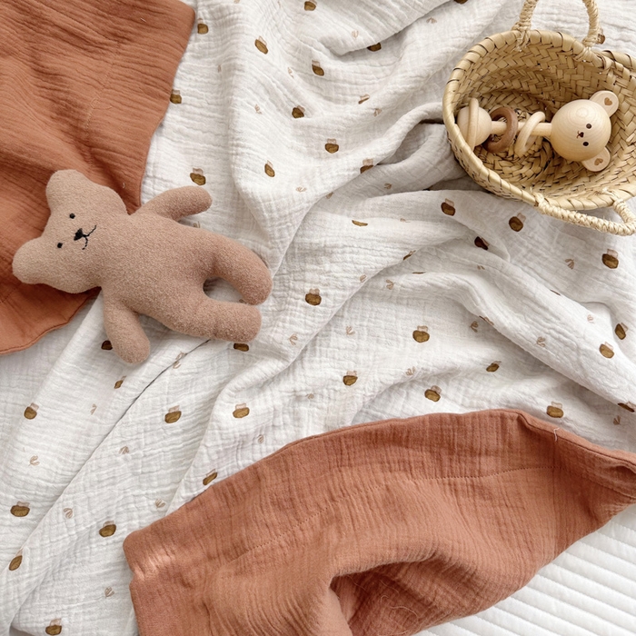 91家纺网 家纺一手货源 找家纺 BOSS 2025新款全棉纯棉皱皱纱儿童盖毯夏被  幼儿园夏被夏凉被空调被 小蘑菇