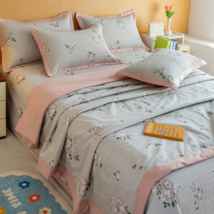 91家纺网 家纺一手货源 找家纺 晨晨家纺2025新款双面全棉床盖款三件套 寻芳