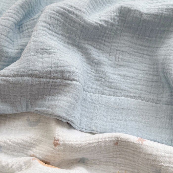 91家纺网 家纺一手货源 找家纺 BOSS 2025新款全棉纯棉皱皱纱儿童盖毯夏被  幼儿园夏被夏凉被空调被 晚安熊