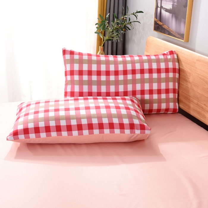 91家纺网 家纺一手货源 找家纺 百花王2025新款斜纹天丝莫代尔四件套 粉格